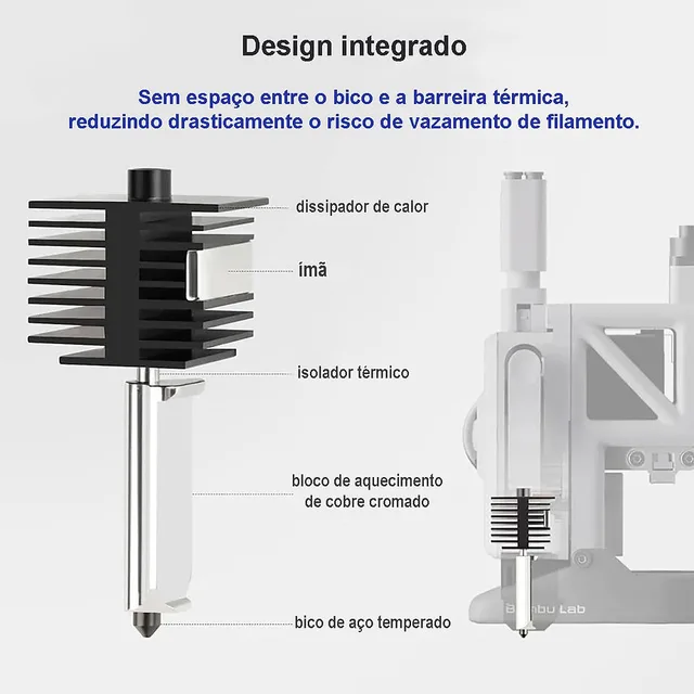 Hotend para Bambu Lab A1 e A1 Mini — 0,4 mm em aço temperado