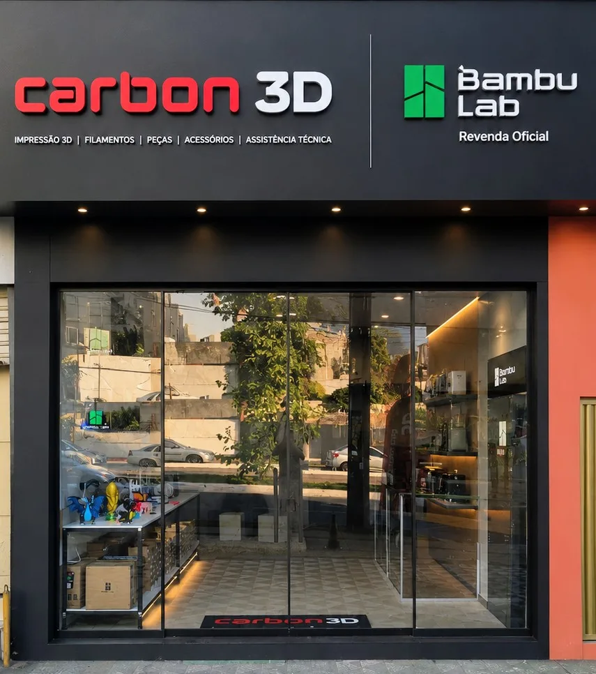 Fachada da Carbon 3D com identificação Bambu Lab